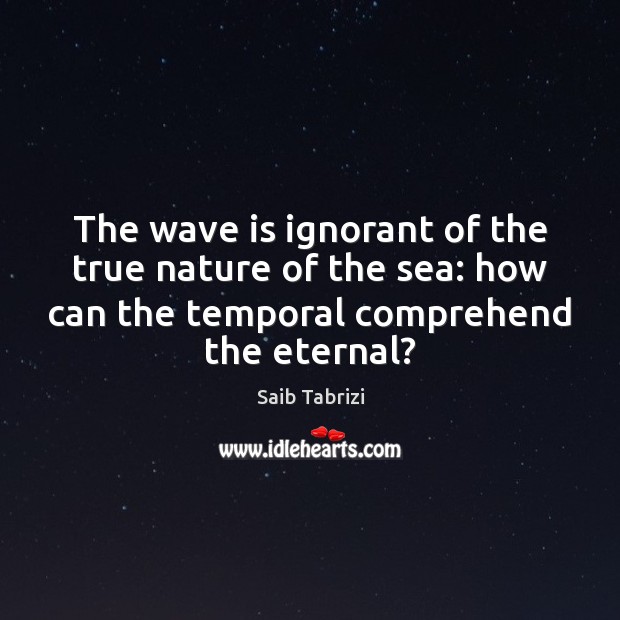 The wave is ignorant of the true nature of the sea: how Saib Tabrizi Picture Quote
