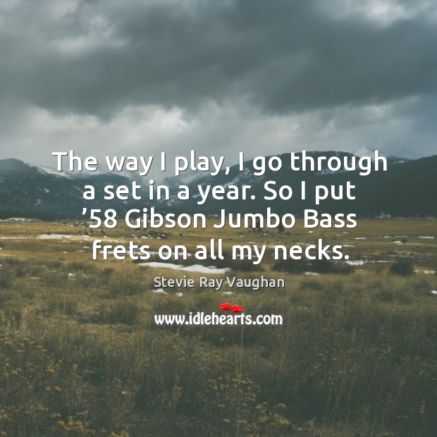 The way I play, I go through a set in a year. So I put ’58 gibson jumbo bass frets on all my necks. Stevie Ray Vaughan Picture Quote