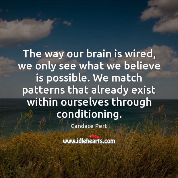 The way our brain is wired, we only see what we believe Candace Pert Picture Quote