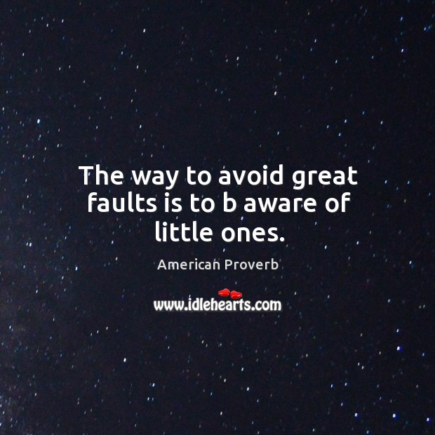 The way to avoid great faults is to b aware of little ones. American Proverbs Image