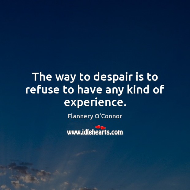 The way to despair is to refuse to have any kind of experience. Image