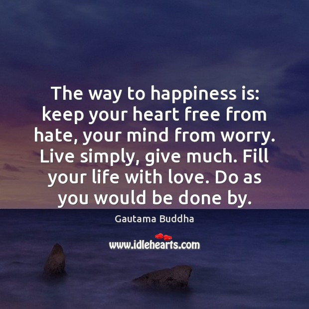 The way to happiness is: keep your heart free from hate, your Happiness Quotes Image