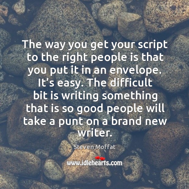 The way you get your script to the right people is that you put it in an envelope. Image
