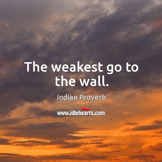 The weakest go to the wall. Indian Proverbs Image