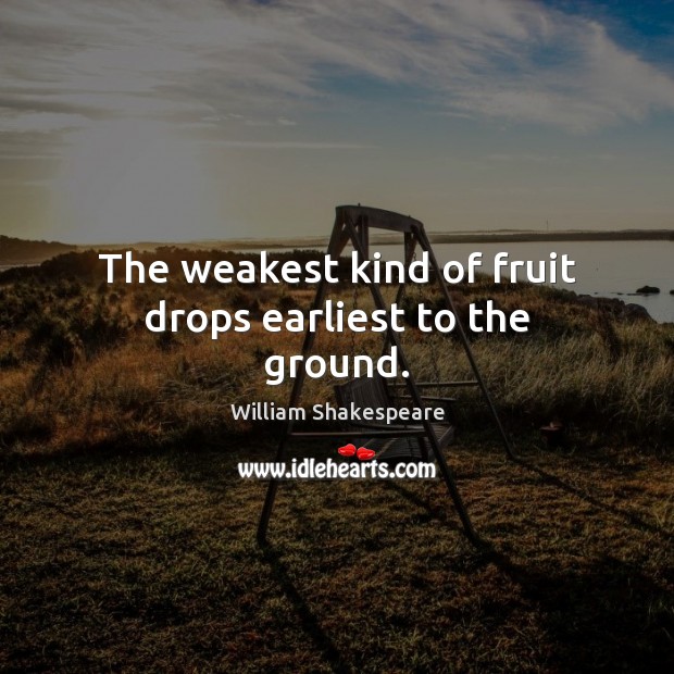 The weakest kind of fruit drops earliest to the ground. William Shakespeare Picture Quote