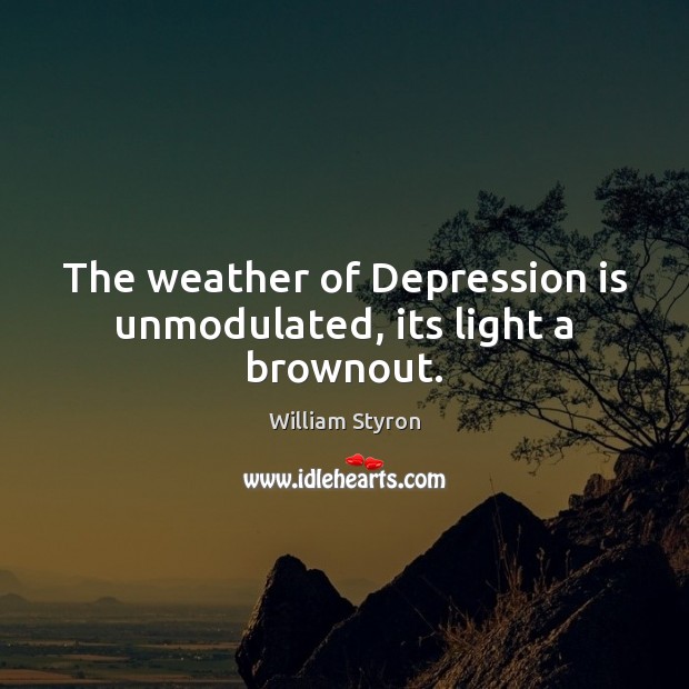 The weather of Depression is unmodulated, its light a brownout. Depression Quotes Image