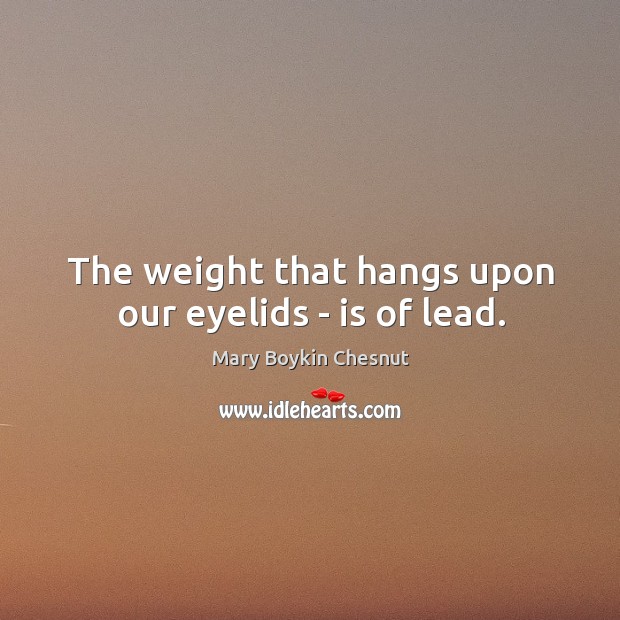 The weight that hangs upon our eyelids – is of lead. Mary Boykin Chesnut Picture Quote