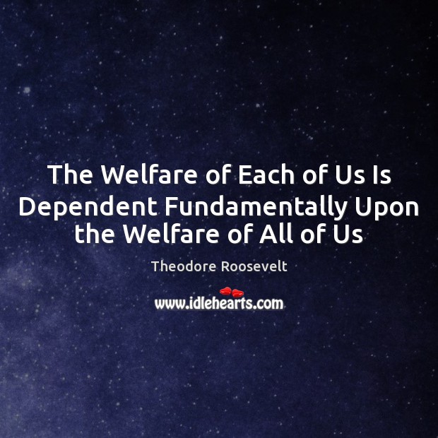 The Welfare of Each of Us Is Dependent Fundamentally Upon the Welfare of All of Us Theodore Roosevelt Picture Quote