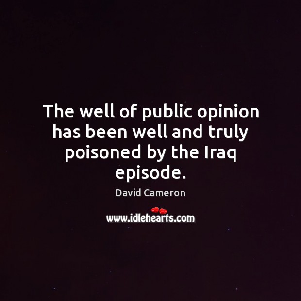 The well of public opinion has been well and truly poisoned by the Iraq episode. David Cameron Picture Quote