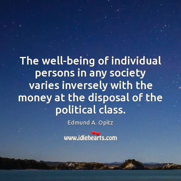 The well-being of individual persons in any society varies inversely with the Image