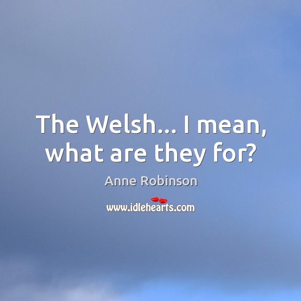 The Welsh… I mean, what are they for? Anne Robinson Picture Quote