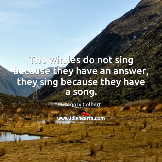 The whales do not sing because they have an answer, they sing because they have a song. Image