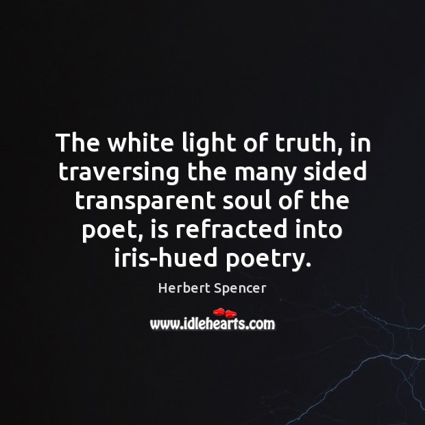 The white light of truth, in traversing the many sided transparent soul Image