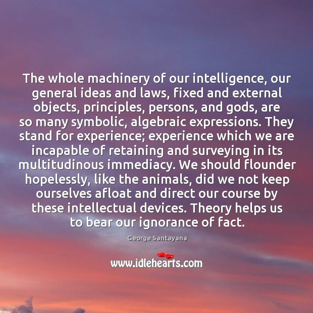 The whole machinery of our intelligence, our general ideas and laws, fixed George Santayana Picture Quote