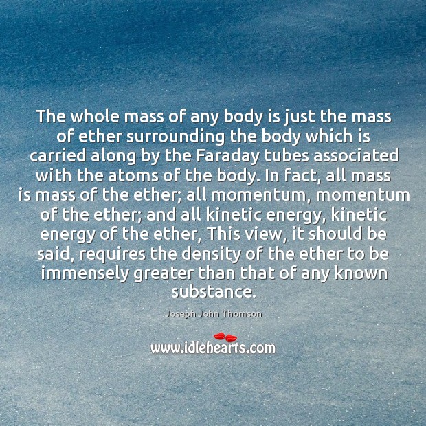 The whole mass of any body is just the mass of ether Image