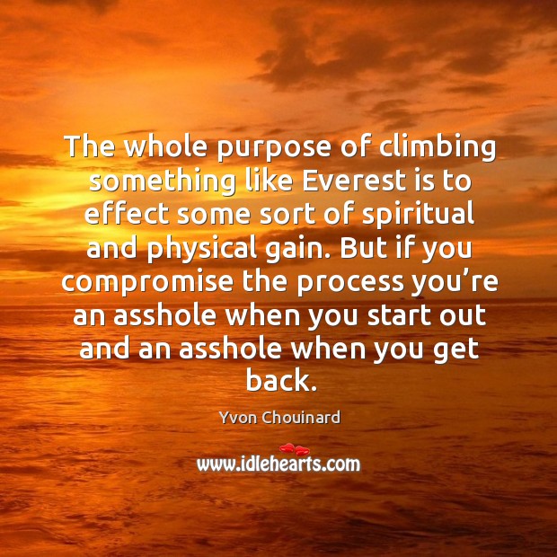 The whole purpose of climbing something like Everest is to effect some Yvon Chouinard Picture Quote