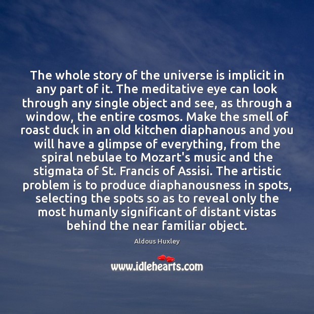 The whole story of the universe is implicit in any part of Image