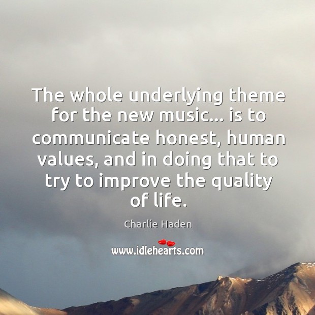 The whole underlying theme for the new music… is to communicate honest, Charlie Haden Picture Quote