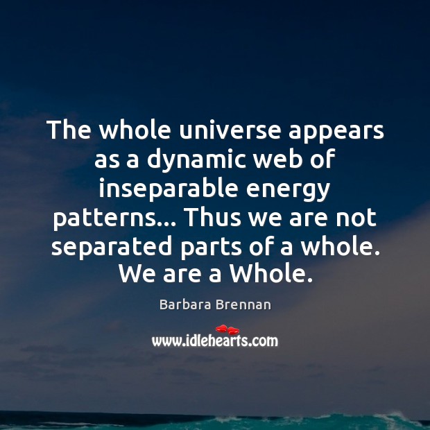 The whole universe appears as a dynamic web of inseparable energy patterns… Barbara Brennan Picture Quote