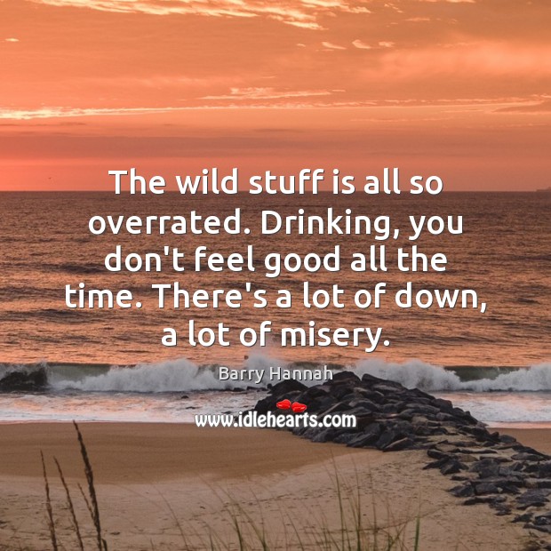 The wild stuff is all so overrated. Drinking, you don’t feel good Barry Hannah Picture Quote