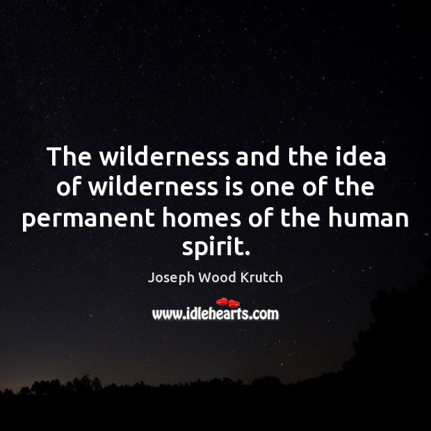 The wilderness and the idea of wilderness is one of the permanent Joseph Wood Krutch Picture Quote