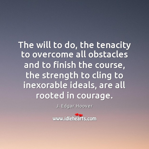 The will to do, the tenacity to overcome all obstacles and to J. Edgar Hoover Picture Quote