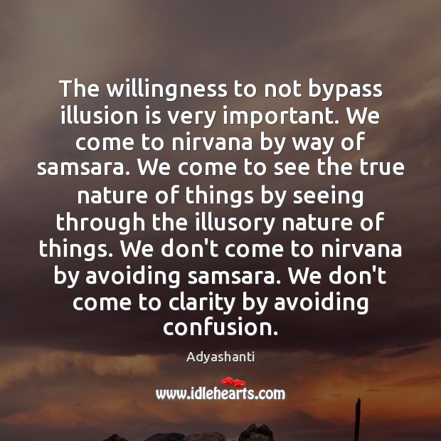 The willingness to not bypass illusion is very important. We come to Adyashanti Picture Quote