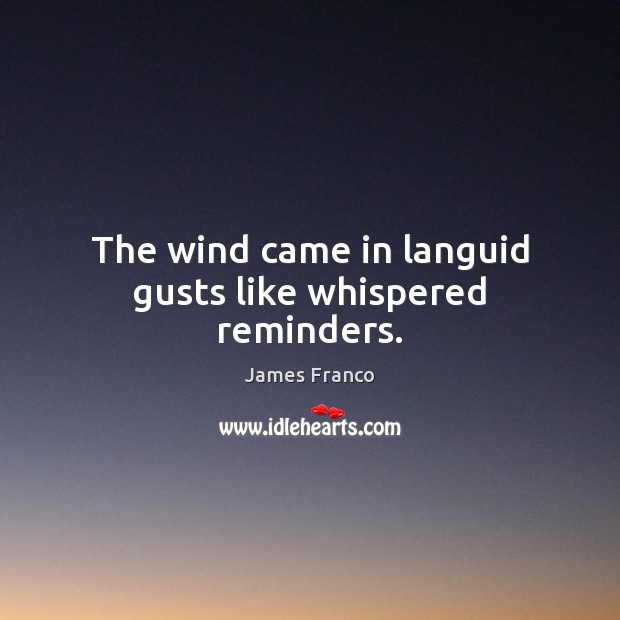 The wind came in languid gusts like whispered reminders. James Franco Picture Quote
