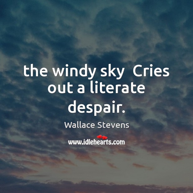 The windy sky  Cries out a literate despair. Wallace Stevens Picture Quote
