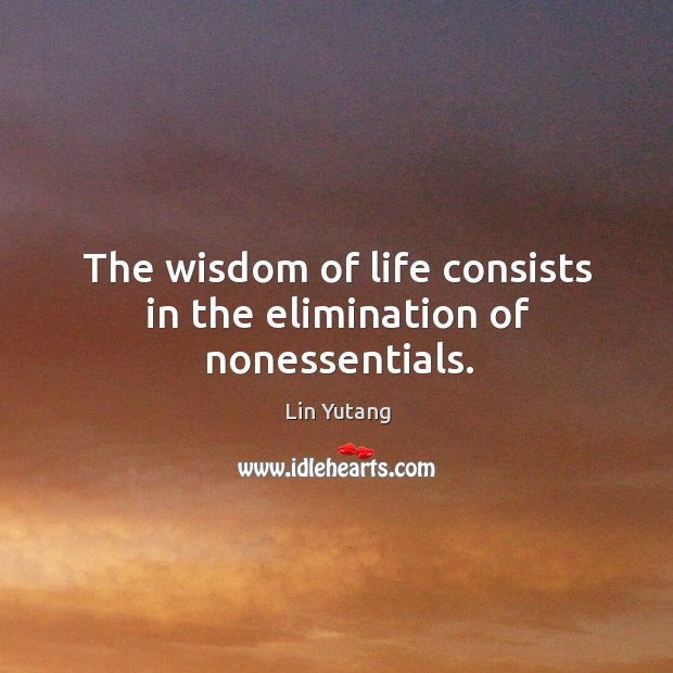 The wisdom of life consists in the elimination of nonessentials. Image