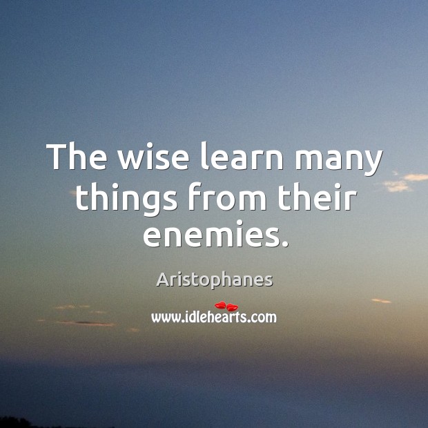 The wise learn many things from their enemies. Wise Quotes Image