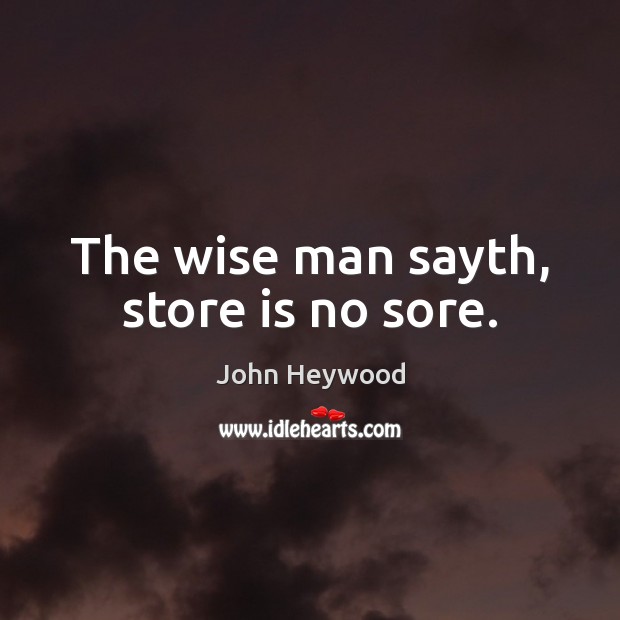 The wise man sayth, store is no sore. John Heywood Picture Quote