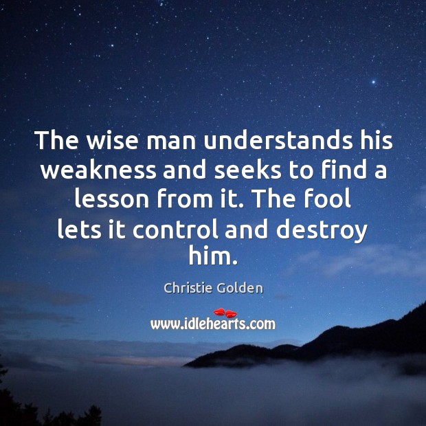 The wise man understands his weakness and seeks to find a lesson Christie Golden Picture Quote