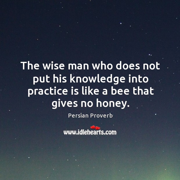 The wise man who does not put his knowledge into practice is like a bee that gives no honey. Persian Proverbs Image