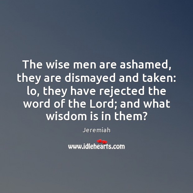 The wise men are ashamed, they are dismayed and taken: lo, they 