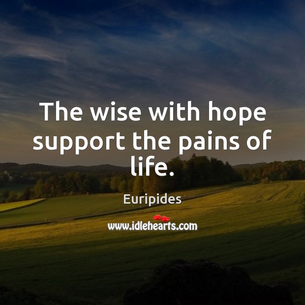 The wise with hope support the pains of life. Euripides Picture Quote
