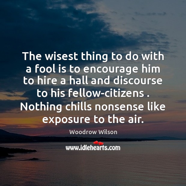 The wisest thing to do with a fool is to encourage him Woodrow Wilson Picture Quote