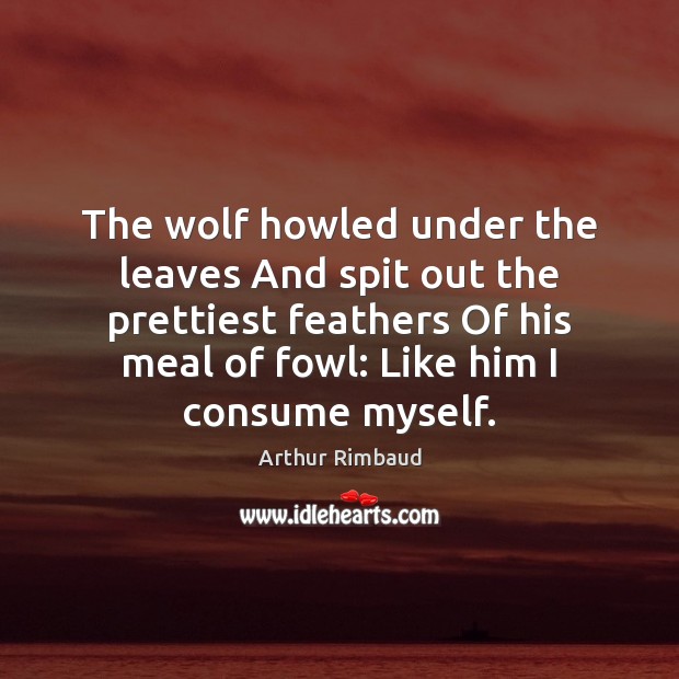 The wolf howled under the leaves And spit out the prettiest feathers Image
