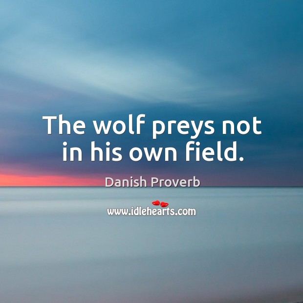 The wolf preys not in his own field. Danish Proverbs Image