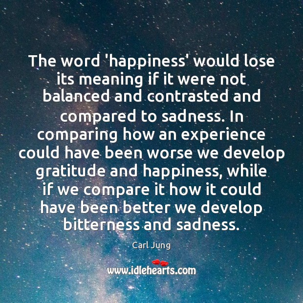 The word ‘happiness’ would lose its meaning if it were not balanced Carl Jung Picture Quote