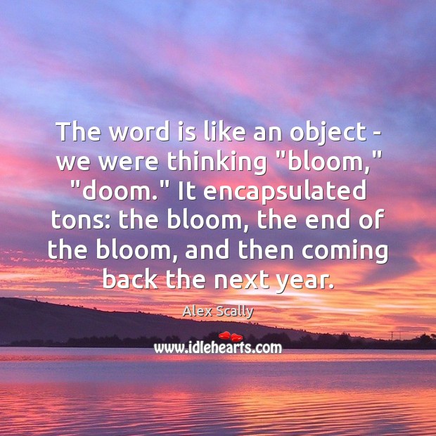 The word is like an object – we were thinking “bloom,” “doom.” Alex Scally Picture Quote
