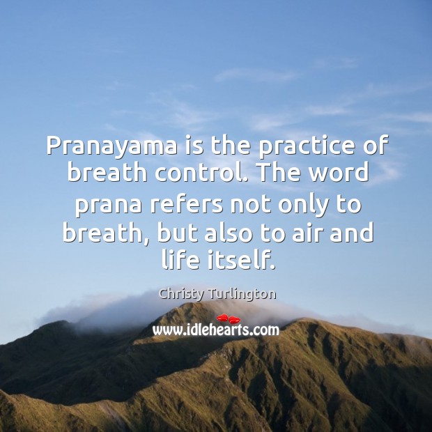 The word prana refers not only to breath, but also to air and life itself. Christy Turlington Picture Quote