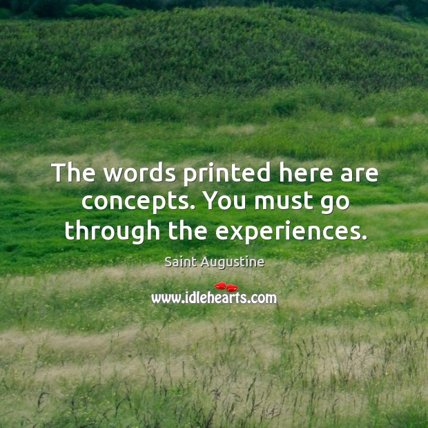The words printed here are concepts. You must go through the experiences. Image