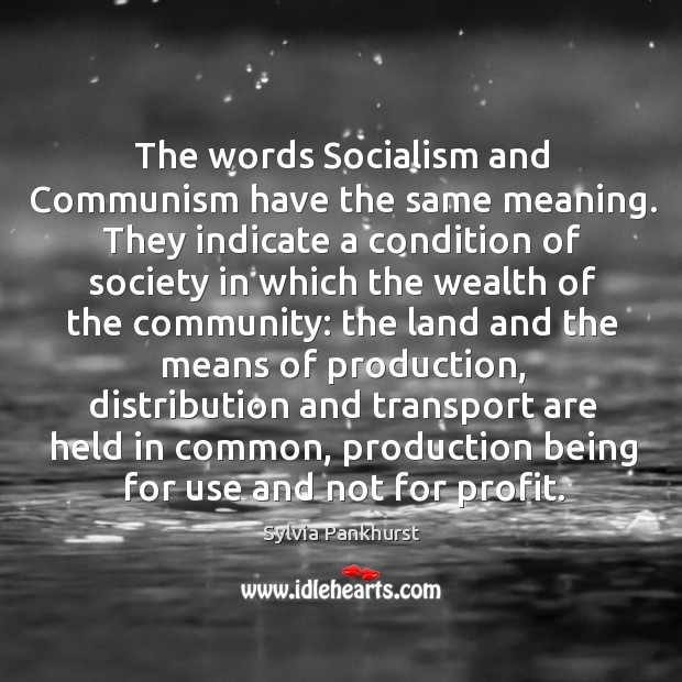 The words Socialism and Communism have the same meaning. They indicate a Image