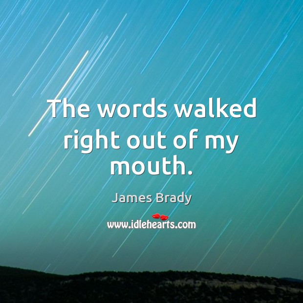The words walked right out of my mouth. James Brady Picture Quote