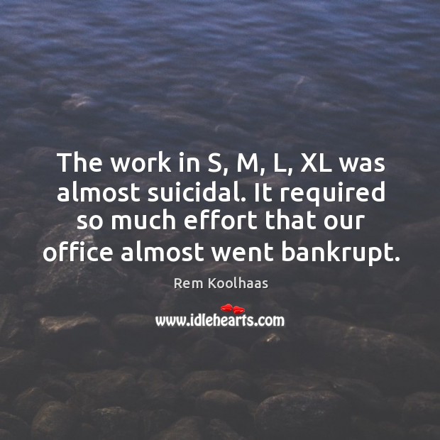 The work in s, m, l, xl was almost suicidal. It required so much effort that our office almost went bankrupt. Image