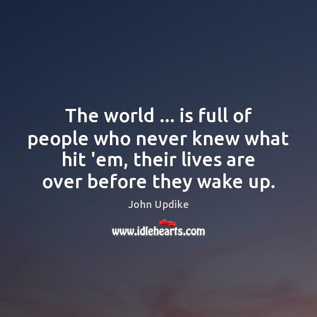 The world … is full of people who never knew what hit ’em, John Updike Picture Quote