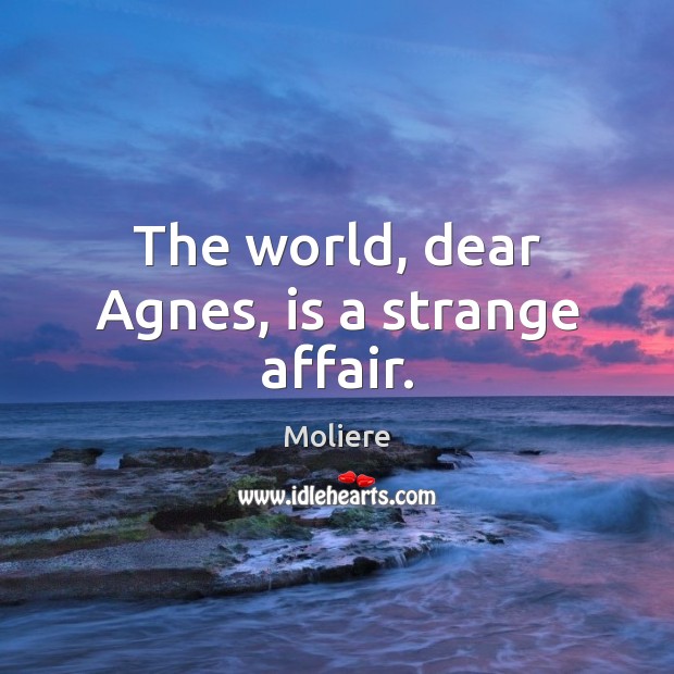 The world, dear Agnes, is a strange affair. Moliere Picture Quote