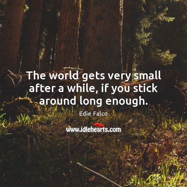 The world gets very small after a while, if you stick around long enough. Edie Falco Picture Quote