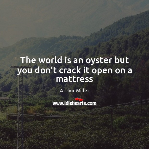 The world is an oyster but you don’t crack it open on a mattress Image